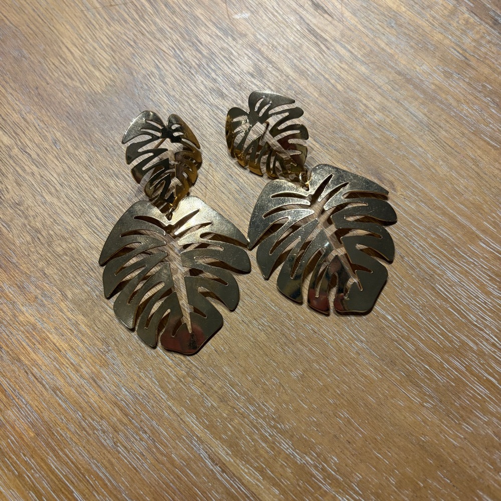 Gold Leaf Statement Earrings